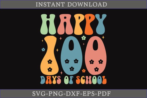 Happy 100 Days of School Retro Shirt SVG for Graphics and Crafts